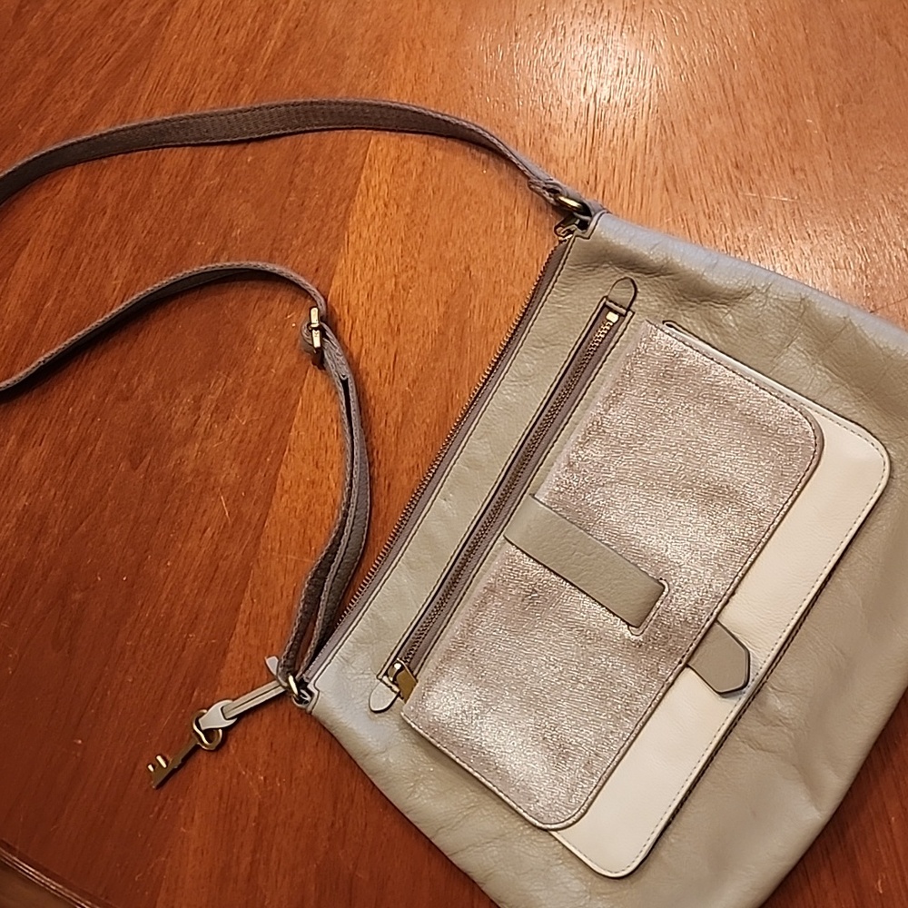 Fossil 1954 light gray tri colored BEAUTIFUL crossbody!! GREAT CONDITION!